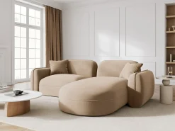 - Sofá modular de canto direito "Lucien" 3 lugares em veludo areia - 230x165x70cm^CXL by Christian Lacroix