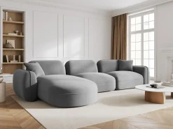 - Sofá modular de canto esquerdo "Lucien" 4 lugares em veludo cinza claro - 320x165x70cm^CXL by Christian Lacroix Clearance