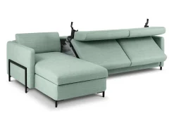 CXL by Christian Lacroix Sofá*- Sofá convertível de canto esquerdo com caixa de arrumação "Yanis" 5 lugares em tecido estrutural hortelã - 280x170x80cm Azul turquesa