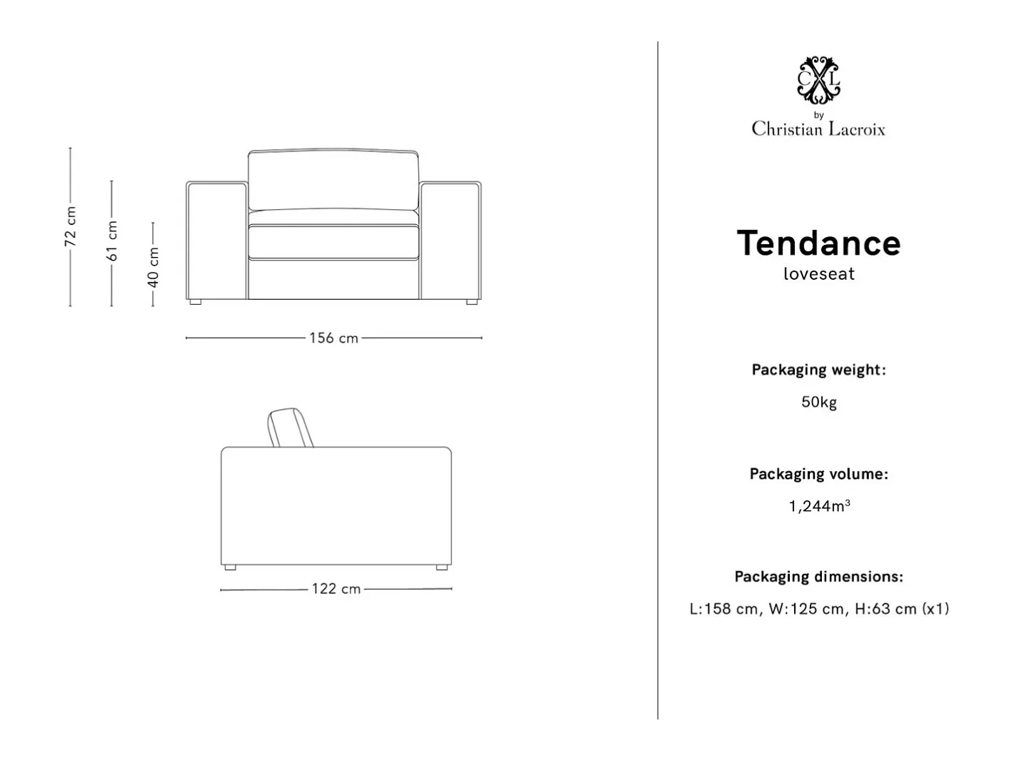 - Sofá "Tendance" 1,5 lugares em tecido estrutural hortelã - 156x122x72cm^CXL by Christian Lacroix Discount