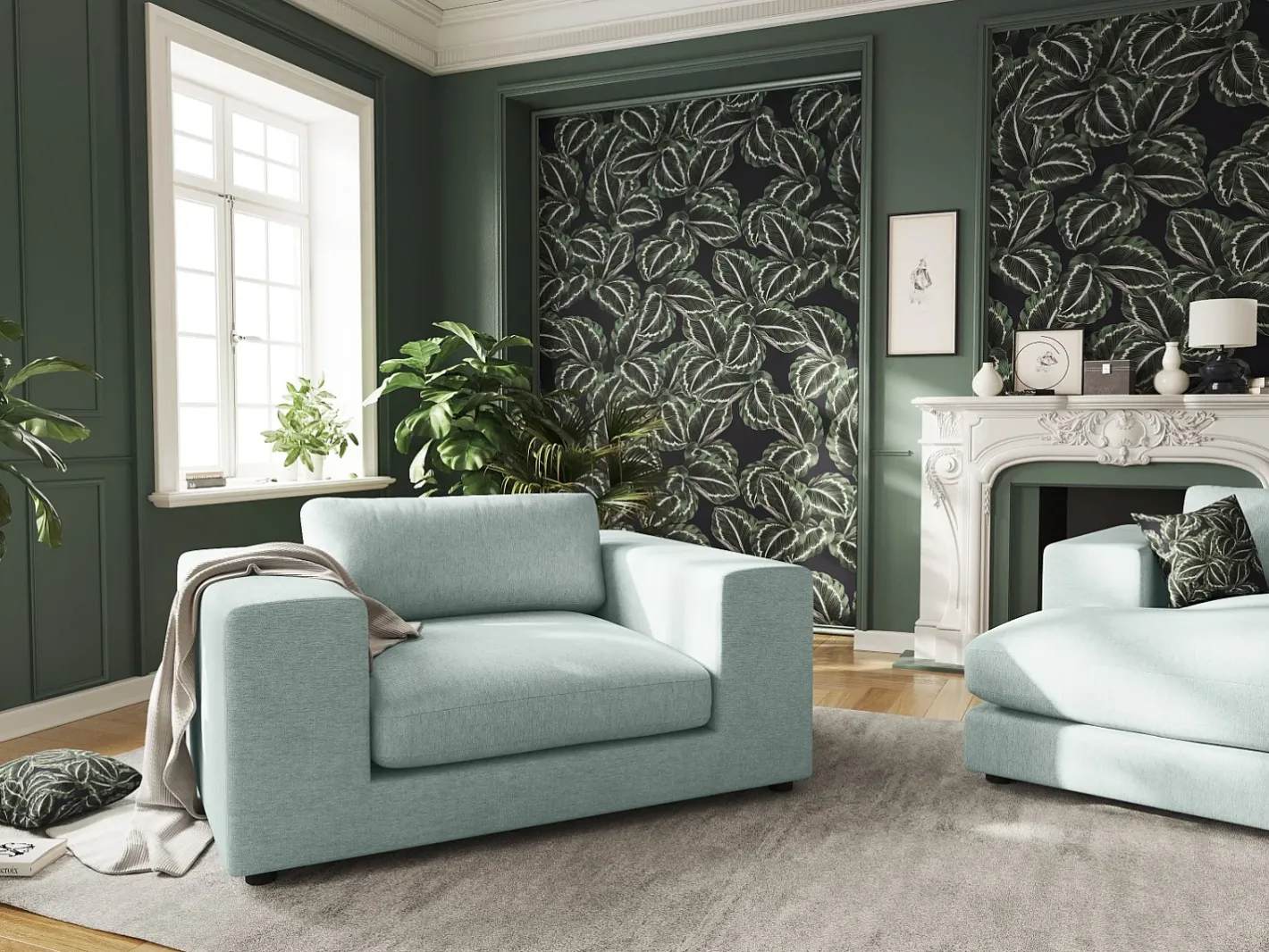 - Sofá "Tendance" 1,5 lugares em tecido estrutural hortelã - 156x122x72cm^CXL by Christian Lacroix Discount