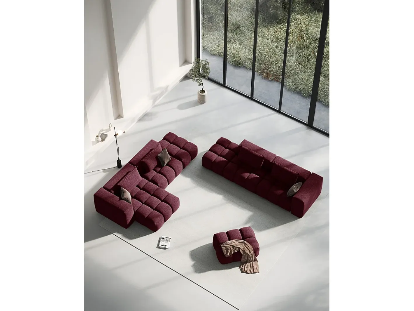 - Sofá modular virado para a esquerda "Lorella" 3 lugares em tecido estrutural - 265x85x70cm Sofá