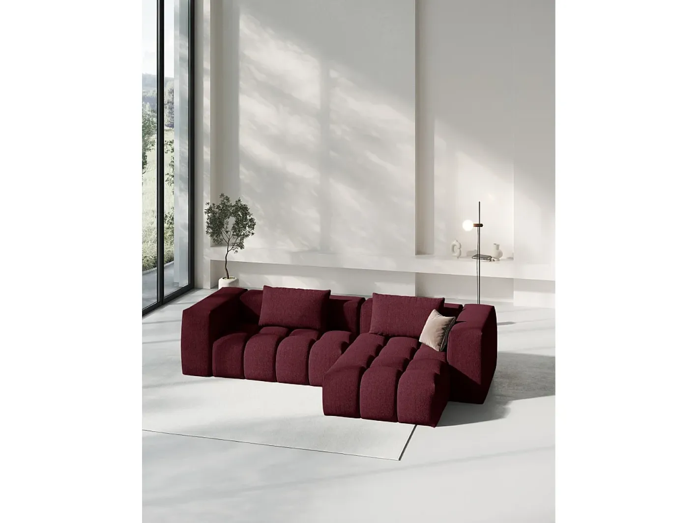 - Sofá modular de canto direito "Lorella" 3 lugares em tecido estrutural - 260x145x70cm^CXL by Christian Lacroix Online