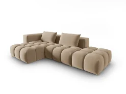 CXL by Christian Lacroix Sofá*- Sofá modular de canto esquerdo "Lorella" 4 lugares em veludo areia - 265x145x70cm Camel