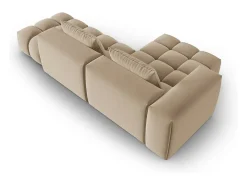 CXL by Christian Lacroix Sofá*- Sofá modular de canto esquerdo "Lorella" 4 lugares em veludo areia - 265x145x70cm Camel