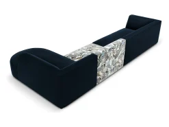 - Sofá de canto direito "Charles" 5 lugares em veludo padrão jardim: azul-claro, azul-escuro - 366x180x69cm^CXL by Christian Lacroix Hot