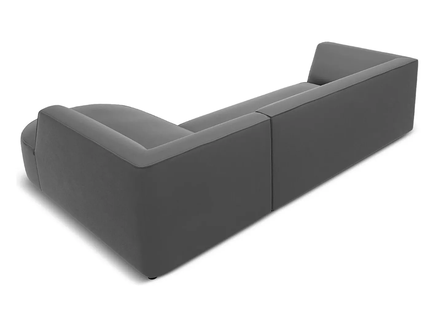 Sale - Sofá de canto direito "Charles" 4 lugares em veludo cinza escuro - 273x180x69cm Sofá
