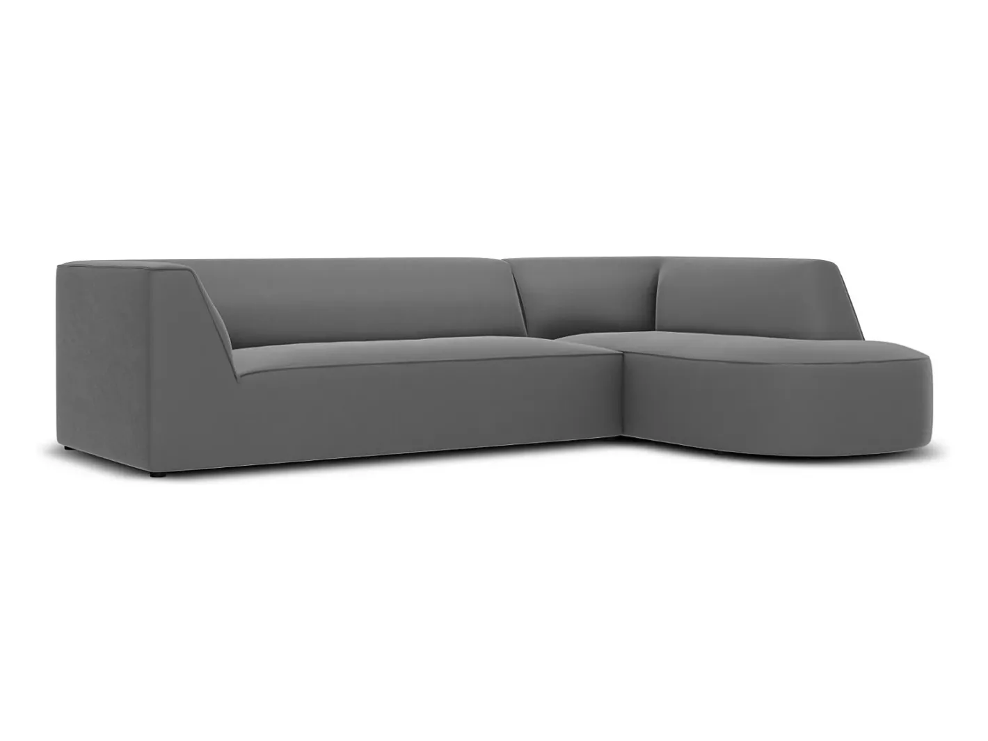 Sale - Sofá de canto direito "Charles" 4 lugares em veludo cinza escuro - 273x180x69cm Sofá