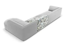 - Sofá de canto direito "Charles" 5 lugares em veludo padrão jardim: azul-claro, cinzento-claro - 366x180x69cm*CXL by Christian Lacroix Sale