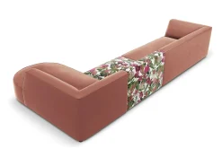 - Sofá de canto direito "Charles" 5 lugares em veludo padrão de rosas de jardim, rosa - 366x180x69cm^CXL by Christian Lacroix Outlet