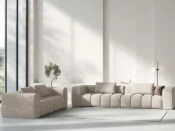 Hot - Sofá modular "Lorella" 3 lugares em tecido estrutural areia - 230x85x70cm Sofá