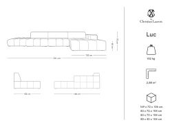 Sale - Sofá de canto direito "Luc" 5 lugares em veludo - 341x166x70cm Sofá