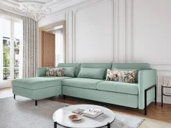 - Sofá convertível de canto esquerdo com caixa de arrumação "Yanis" 4 lugares em tecido estrutural hortelã - 260x170x80cm*CXL by Christian Lacroix Discount