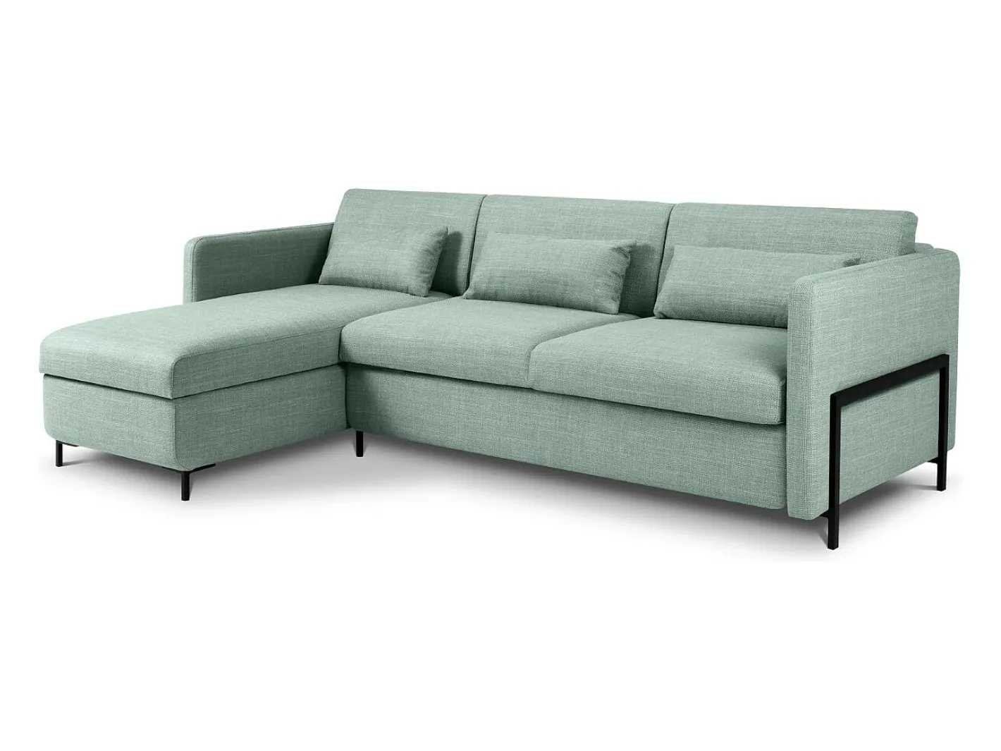 - Sofá convertível de canto esquerdo com caixa de arrumação "Yanis" 4 lugares em tecido estrutural hortelã - 260x170x80cm*CXL by Christian Lacroix Discount