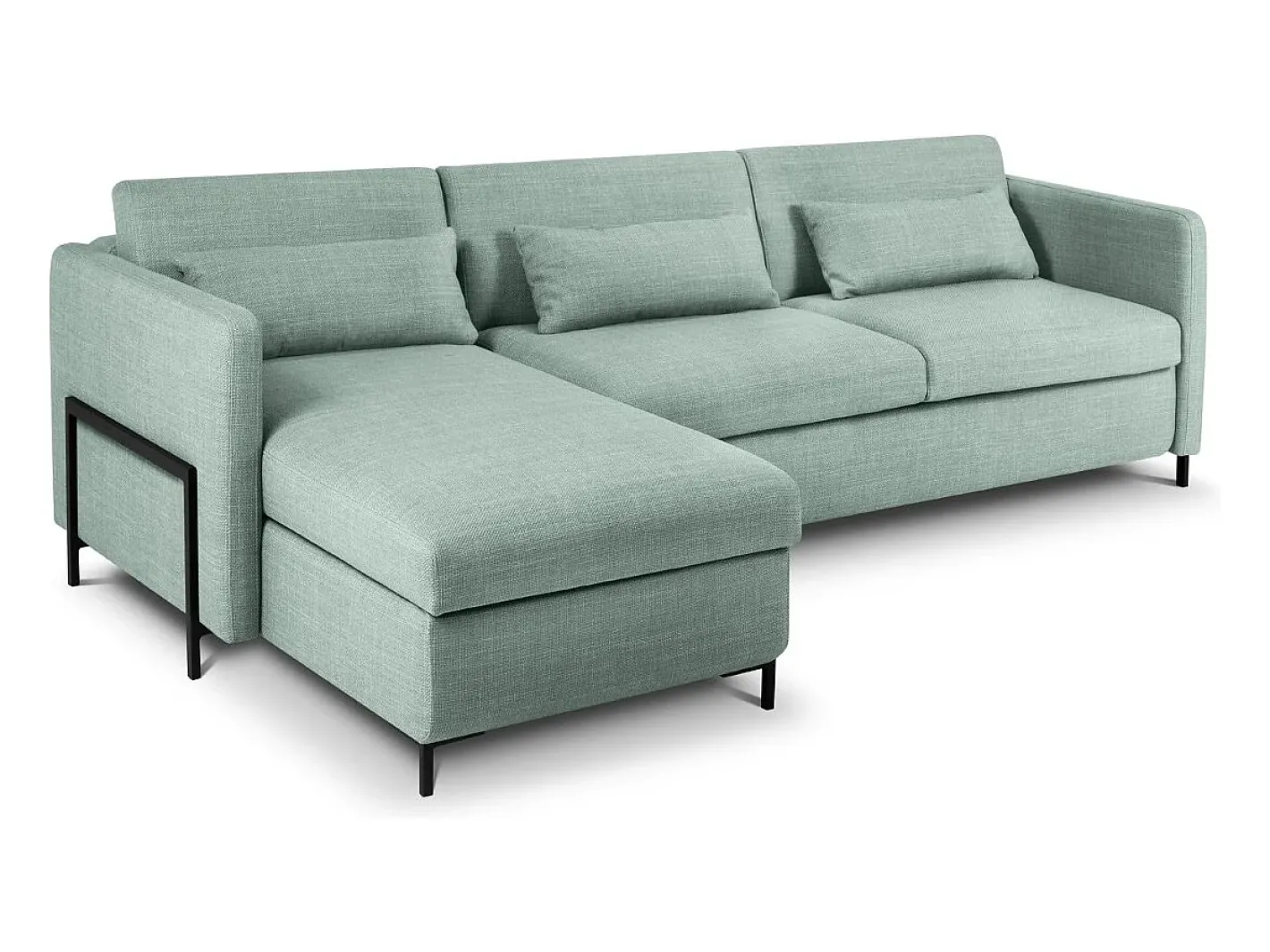 - Sofá convertível de canto esquerdo com caixa de arrumação "Yanis" 4 lugares em tecido estrutural hortelã - 260x170x80cm*CXL by Christian Lacroix Discount
