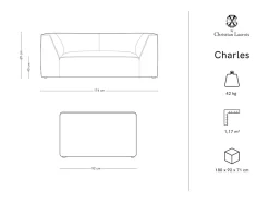 - Sofá "Charles" 2 lugares em veludo - 174x92x69cm^CXL by Christian Lacroix Outlet