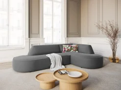 Sale - Sofá de canto direito "Charles" 4 lugares em veludo cinza escuro - 273x180x69cm Sofá