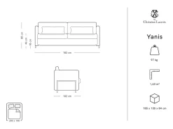 Outlet - Sofá-cama "Yanis" 2 lugares em tecido estrutural - 182x102x80cm Sofá