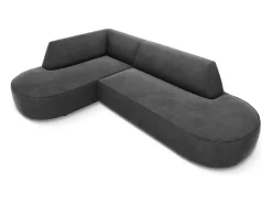 Best - Sofá de canto esquerdo "Charles" 4 lugares em veludo cinza escuro - 273x180x69cm Sofá