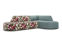 - Sofá de canto direito "Charles" 4 lugares em veludo padrão rosa jardim, menta - 273x180x69cm^CXL by Christian Lacroix Clearance