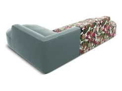 - Sofá de canto direito "Charles" 4 lugares em veludo padrão rosa jardim, menta - 273x180x69cm^CXL by Christian Lacroix Clearance
