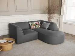 - Sofá de canto direito "Charles" 3 lugares em veludo cinza escuro - 186x180x69cm*CXL by Christian Lacroix Outlet