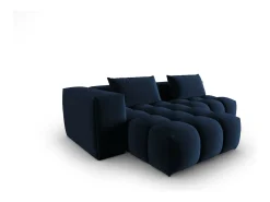 Online - Sofá modular de canto esquerdo "Lorella" 3 lugares em veludo azul real - 205x145x70cm Sofá