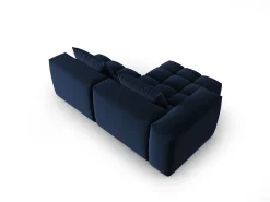 Online - Sofá modular de canto esquerdo "Lorella" 3 lugares em veludo azul real - 205x145x70cm Sofá