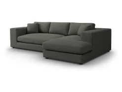 - Sofá de canto direito "Tendance" 5 lugares em veludo cotelê cinza escuro - 282x174x72cm^CXL by Christian Lacroix Discount