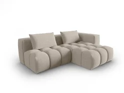 Discount - Sofá modular de canto direito "Lorella" 3 lugares em tecido estrutural areia - 205x145x70cm Sofá