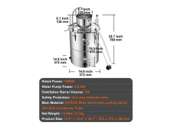 Best Destilador de Álcool SucceBuy Destilador de Água sem Gás e Álcool de 34 L com Barril Thumper e Bomba de Água Acessório Vinho E Bar