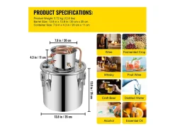 Destilador de Álcool SucceBuy, 36 L, Fabricação de Whisky, Bomba de Água, para Organizar Reuniões Familiares e Festividades Festivas^ New