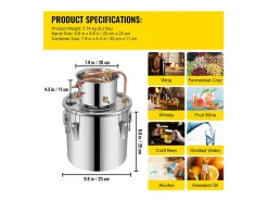 Destilador de Álcool SucceBuy 12.5 L, Kit Moonshine Still, Destilaria de Whisky com Bomba d'Água* Hot