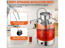 Acessório Vinho E Bar*Destilador de Álcool SucceBuy, 49 L, com Tanque Thumper e Bomba de Água, Destilação Eficaz para Casa e Artesanato Prateado