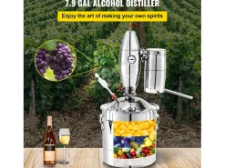 New Destilador de Álcool SucceBuy Alambique 30 L Inox Kit de Fabricação Caseira, Destilador de Moonshine em Aço Inoxidável, Kit de Cerveja Artesanal Caseira Acessório Vinho E Bar