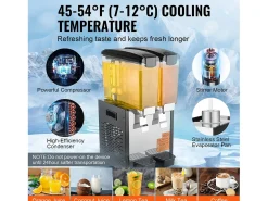 Distribuidor de Bebidas Comerciais SucceBuy 10 L x 2 Reservatórios, Distribuidor de Bebidas Geladas e Sucos Frios^ Hot