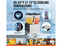 Discount Distribuidor de Bebidas Comerciais SucceBuy 12 L x 2 Reservatórios, Distribuidor de Bebidas Geladas e Sucos Frios Acessório Vinho E Bar