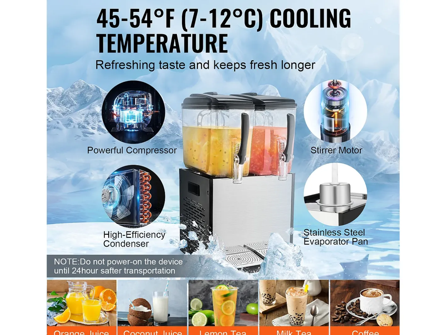 Discount Distribuidor de Bebidas Comerciais SucceBuy 12 L x 2 Reservatórios, Distribuidor de Bebidas Geladas e Sucos Frios Acessório Vinho E Bar
