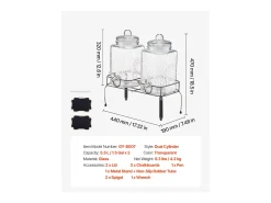 Distribuidor de Bebidas SucceBuy, Grande Capacidade de 5,5 L, 2 Unidades, Fonte de Água em Vidro, Distribuição de Água, Sumo, Limonada, Chá Gelado, para Café^ Best