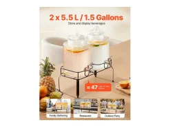 Distribuidor de Bebidas SucceBuy, Grande Capacidade de 5,5 L, 2 Unidades, Fonte de Água em Vidro, Distribuição de Água, Sumo, Limonada, Chá Gelado, para Café^ Best