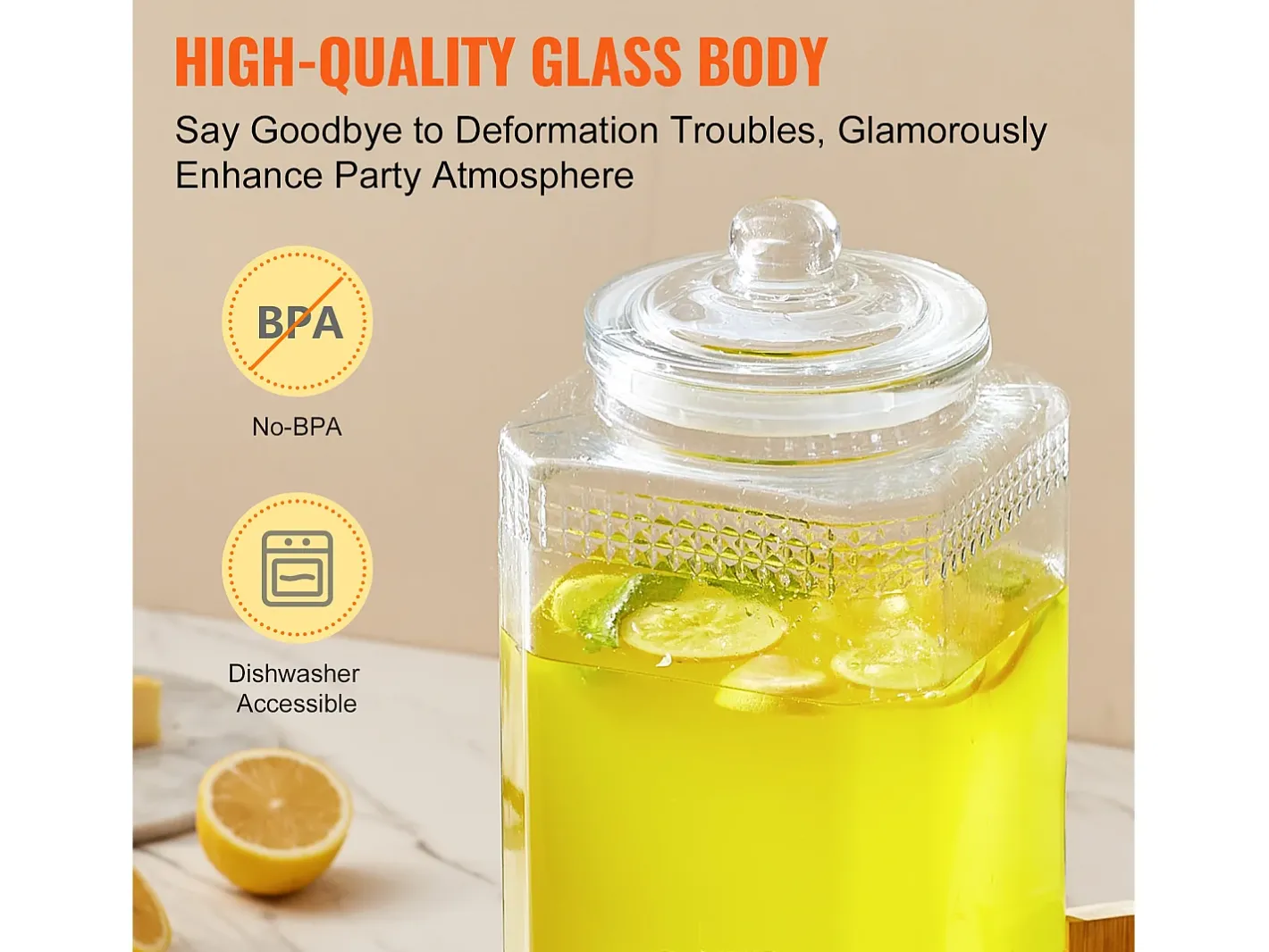 Acessório Vinho E Bar*Distribuidor de Bebidas SucceBuy Dispensador de Bebidas em Vidro para Festas de 5,5 L com Suporte