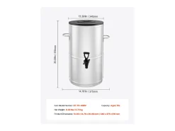 Distribuidor de Bebidas SucceBuy de 15 L, Fonte de Água Quente e Fria Não Elétrica com Torneira e Alça, Recipiente em Aço Inoxidável^ Hot