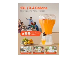 Hot Distribuidor de Bebidas SucceBuy, Grande Capacidade de 13 L, Fonte de Água em Plástico, Distribuição de Água, Sumos, Limonada, Chá Gelado, para Café Acessório Vinho E Bar