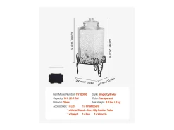 Acessório Vinho E Bar*Distribuidor de Bebidas SucceBuy, Grande Capacidade de 10 L, Fonte de Água em Vidro, Distribuição de Água, Sumo, Limonada, Chá Gelado, para Café Transparente
