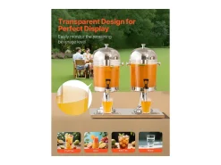 Acessório Vinho E Bar*Distribuidor de Bebidas SucceBuy, Capacidade 2x 8 L, Fonte de Água em Aço Inoxidável e Plástico, Distribuição de Sumo, Limonada, Chá Gelado, Café Prateado