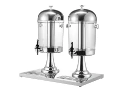 Acessório Vinho E Bar*Distribuidor de Bebidas SucceBuy, Capacidade 2x 8 L, Fonte de Água em Aço Inoxidável e Plástico, Distribuição de Sumo, Limonada, Chá Gelado, Café Prateado