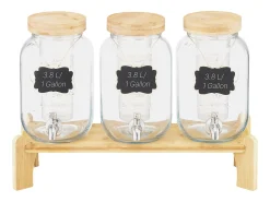 Distribuidor de Bebidas SucceBuy, Capacidade de 3,8 L, 3 Unidades, Fonte de Água em Vidro, Distribuição de Água, Sumo, Limonada, Chá Gelado, para Café^ Sale