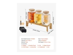 Distribuidor de Bebidas SucceBuy, Capacidade de 3,8 L, 3 Unidades, Fonte de Água em Vidro, Distribuição de Água, Sumo, Limonada, Chá Gelado, para Café^ Sale