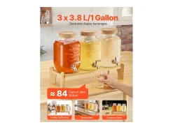 Distribuidor de Bebidas SucceBuy, Capacidade de 3,8 L, 3 Unidades, Fonte de Água em Vidro, Distribuição de Água, Sumo, Limonada, Chá Gelado, para Café^ Sale