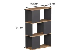 Vicco Prateleira*Divisória de ambiente carvalho antracite/goldkraft 60x24x94 eneos Cinza antracite